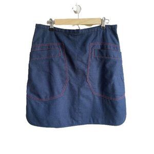 Brooks Brothers Cotton Blend Patch Pocket Navy Blue Red Mini Mod Skirt US Size 8